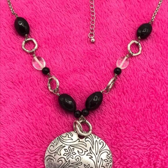 LIA SOPHIA Silver Tone Chain Large Carved Beads 15"-18" - Picture 10 of 12